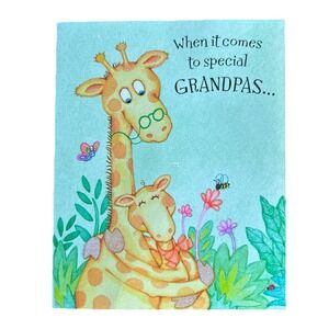 Happy‎ Birthday Grandpa Giraffes in Flower Garden Hallmark Greeting Card